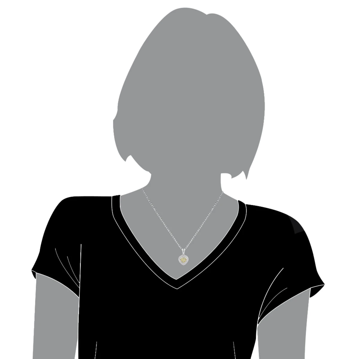 14K White Gold White And Yellow Diamonds Heart Pendant For Women 0.88ct 7 14K White Gold White And Yellow Diamonds Heart Pendant For Women 0.88ct - Image 5