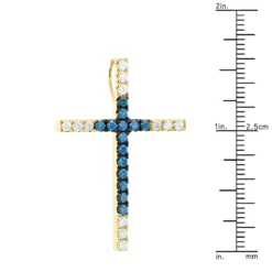14K White Gold White Blue Diamond Cross Pendant 0.86ct -Outlet Radiant Bijou Store 14k gold white blue diamond cross pendant 086ct p 6607 ruler yellow
