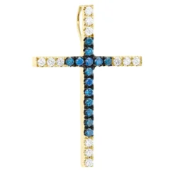 14K White Gold White Blue Diamond Cross Pendant 0.86ct -Outlet Radiant Bijou Store 14k gold white blue diamond cross pendant 086ct p 6607 yellow