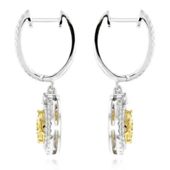 14K White Gold White Yellow Diamond Circle Earrings Hoop Dangles By Luxurman 2ct -Outlet Radiant Bijou Store 14k gold white yellow diamond circle earrings hoop dangles by luxurman 2ct backwh
