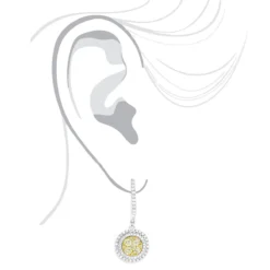 14K White Gold White Yellow Diamond Circle Earrings Hoop Dangles By Luxurman 2ct -Outlet Radiant Bijou Store 14k gold white yellow diamond circle earrings hoop dangles by luxurman 2ct bodwh