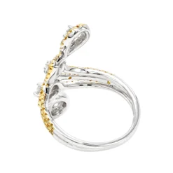 14K White Gold White Yellow Diamond Cocktail Ring For Women Floral Design 1.25ct -Outlet Radiant Bijou Store 14k gold white yellow diamond cocktail ring for women floral design 125ct backwh