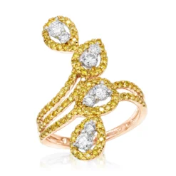 14K White Gold White Yellow Diamond Cocktail Ring For Women Floral Design 1.25ct -Outlet Radiant Bijou Store 14k gold white yellow diamond cocktail ring for women floral design 125ct ro