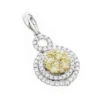 14K White Gold White Yellow Diamond Round Pendant For Women 1.15ct -Outlet Radiant Bijou Store 14k gold white yellow diamond round pendant for women 115ct mainwh