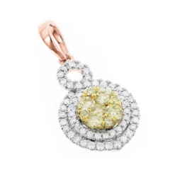14K White Gold White Yellow Diamond Round Pendant For Women 1.15ct -Outlet Radiant Bijou Store 14k gold white yellow diamond round pendant for women 115ct ro