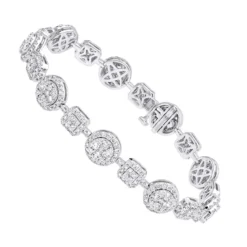 14K White Gold Women's Diamond Bracelet 6 Carat Pave Diamonds By Luxurman