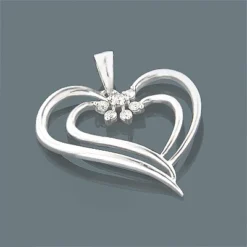 14K White Gold Women's Diamond Heart Pendant 0.20ct