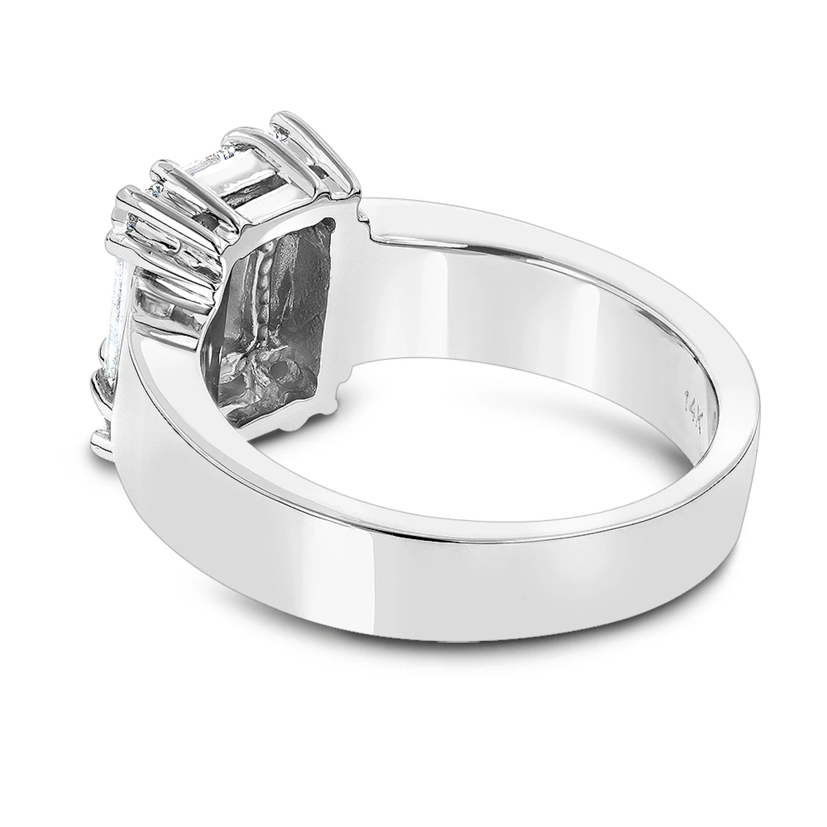14K White Gold Women's Baguette & Emerald Diamond Engagement Ring 5 Carat Look 6 14K White Gold Women's Baguette & Emerald Diamond Engagement Ring 5 Carat Look - Image 4