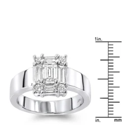 14K White Gold Women's Baguette & Emerald Diamond Engagement Ring 5 Carat Look 12 14K White Gold Women's Baguette & Emerald Diamond Engagement Ring 5 Carat Look -Outlet Radiant Bijou Store 14k gold womens diamond ring 150ct p 29468 rulerwh