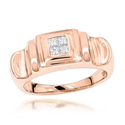 14K Yellow Gold Women's Diamond Ring Princess Diamonds 0.25ct -Outlet Radiant Bijou Store 14k gold womens diamond ring princess diamonds 03ct p 233 ro