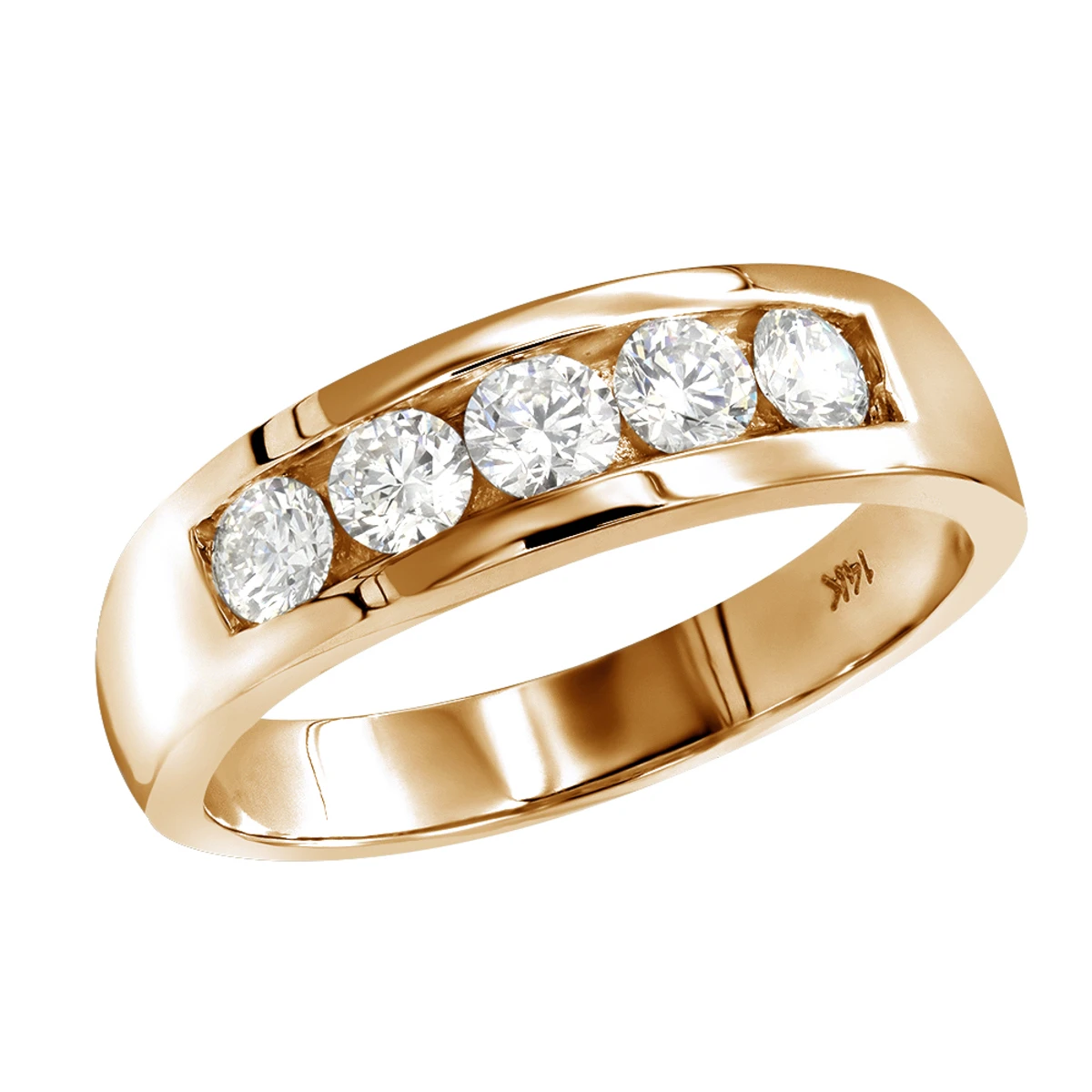 14K White Gold Women's Diamond Wedding Band 1 Carat 5 Stone Diamond Anniversary Ring 5 14K White Gold Women's Diamond Wedding Band 1 Carat 5 Stone Diamond Anniversary Ring - Image 3