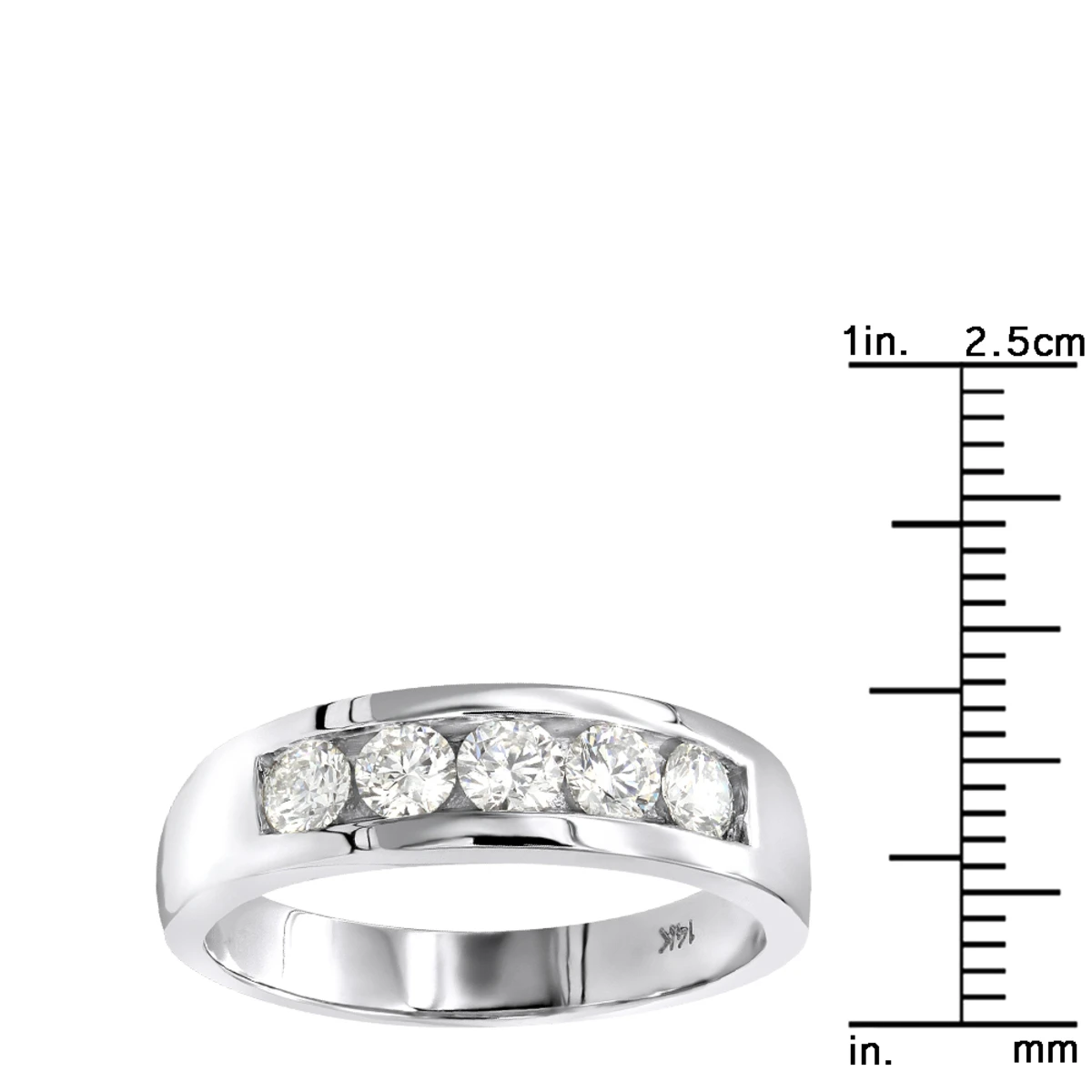 14K White Gold Women's Diamond Wedding Band 1 Carat 5 Stone Diamond Anniversary Ring 7 14K White Gold Women's Diamond Wedding Band 1 Carat 5 Stone Diamond Anniversary Ring - Image 5