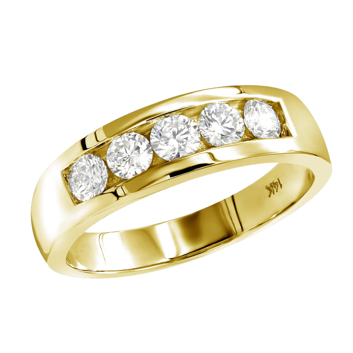 14K White Gold Women's Diamond Wedding Band 1 Carat 5 Stone Diamond Anniversary Ring 4 14K White Gold Women's Diamond Wedding Band 1 Carat 5 Stone Diamond Anniversary Ring - Image 2