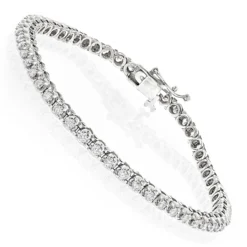 14K White Gold Women's Round Diamond Tennis Bracelet 1.80ct