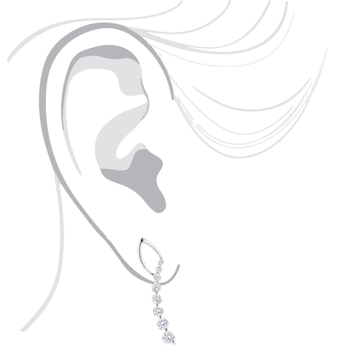 Journey Diamond Earrings For Women 14K White Gold 1.1ct 7 Journey Diamond Earrings For Women 14K White Gold 1.1ct - Image 5