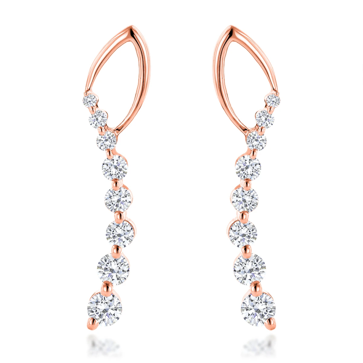 Journey Diamond Earrings For Women 14K White Gold 1.1ct 5 Journey Diamond Earrings For Women 14K White Gold 1.1ct - Image 3