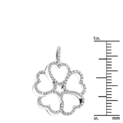 14K White Gold Multi Heart Diamond Pendant For Women Flower Design 0.35ct -Outlet Radiant Bijou Store 14k multi heart diamond pendant 042ct p 22309 rulerwh