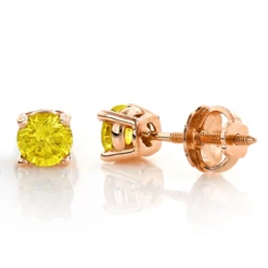 14K Yellow Gold Round Canary Yellow Diamond Stud Earrings 1/2ct -Outlet Radiant Bijou Store 14k round canary yellow diamond stud earrings 12ct p 6155 ro