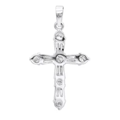 14K White Gold Round Diamond Cross Pendant 1.85ct -Outlet Radiant Bijou Store 14k round diamond cross pendant 185ct p 35135 backwh