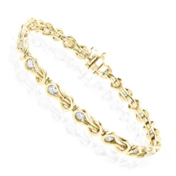 14K White Gold Round Diamond Love Knots Tennis Bracelet 2 Carat -Outlet Radiant Bijou Store 14k round diamond knots tennis bracelet 198ct p 22482 ye