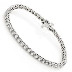 14K White Gold Round Diamond Tennis Bracelet For Women 1 3/4ct G/VS