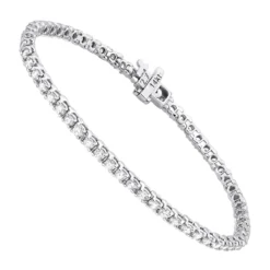 14K White Gold Round Diamond Tennis Bracelet For Women 3.55ct With 4 Prong Setting