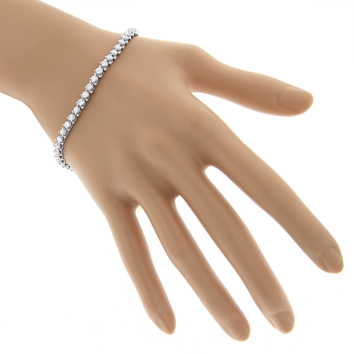 Round G VS Diamond Tennis Bracelet 4.4ct 14K White Gold 7 Round G VS Diamond Tennis Bracelet 4.4ct 14K White Gold - Image 5