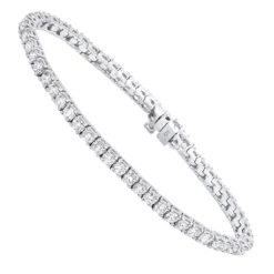 14K White Gold Round Diamond Tennis Bracelet For Women 5 Carats