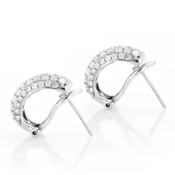 Small 14K White Gold Round Pave Diamond Hoop Earrings 1.87ctw 10 Small 14K White Gold Round Pave Diamond Hoop Earrings 1.87ctw -Outlet Radiant Bijou Store 14k round pave diamond hoop earrings 187ct p 35714 backwh
