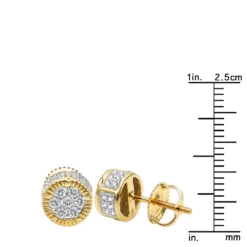 Solid 14K Yellow Gold 2 Carat Look Diamond Stud Earrings 0.5ct Clusters Luxurman -Outlet Radiant Bijou Store 14k solid gold 2 carat look diamond stud earrings 075ct clusters luxurman rulerye