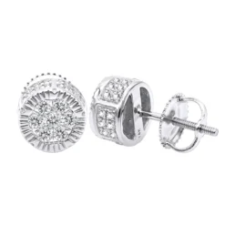 Solid 14K Yellow Gold 2 Carat Look Diamond Stud Earrings 0.5ct Clusters Luxurman -Outlet Radiant Bijou Store 14k solid gold 2 carat look diamond stud earrings 075ct clusters luxurman wh