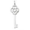 14K White Gold Key Pendant Necklace 14.3mm