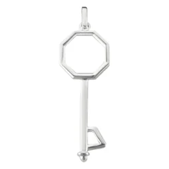 14K White Gold Key Pendant Necklace 13.9mm