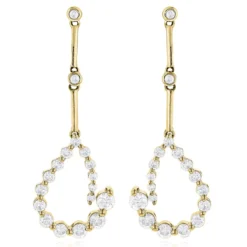 Two Tone 14K White Gold Journey Diamond Earrings 1.30ct -Outlet Radiant Bijou Store 14k two tone gold journey diamond earrings 130ct p 155 ye