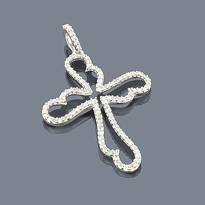 14K White Gold Unique Diamond Cross Pendant 0.32ct 3 14K White Gold Unique Diamond Cross Pendant 0.32ct