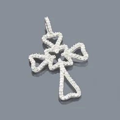 14K White Gold Unique Diamond Cross Pendant 0.34ct