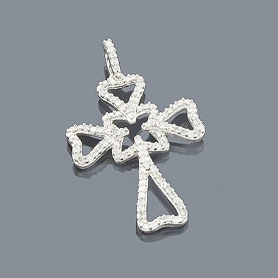 14K White Gold Unique Diamond Cross Pendant 0.34ct 3 14K White Gold Unique Diamond Cross Pendant 0.34ct