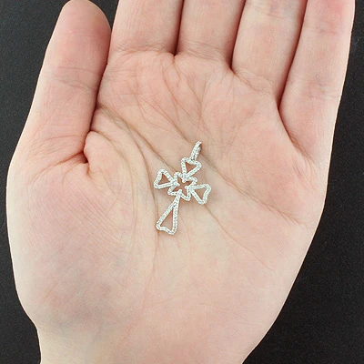 14K White Gold Unique Diamond Cross Pendant 0.34ct 6 14K White Gold Unique Diamond Cross Pendant 0.34ct - Image 4