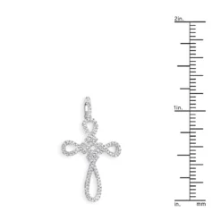 Small 14K White Gold Cross Pendant For Women With Diamonds 0.2ct -Outlet Radiant Bijou Store 14k white gold cross pendant 028ct p 42047 rulerwh