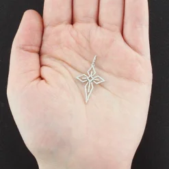 14K White Gold Cross Pendant 0.32ct -Outlet Radiant Bijou Store 14k white gold cross pendant 032ct p 42046box