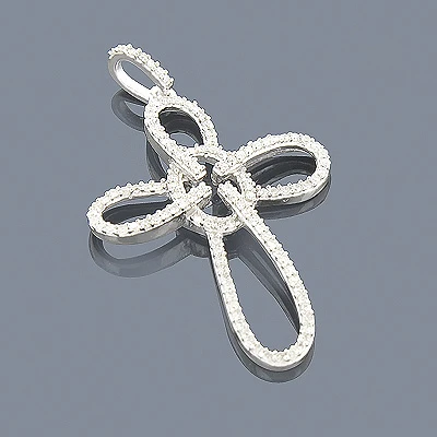 14K White Gold Cross Pendant 0.34ct 3 14K White Gold Cross Pendant 0.34ct