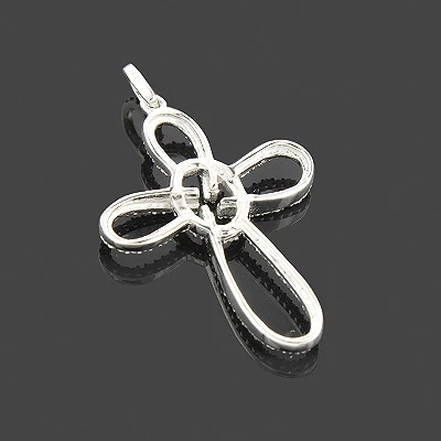 14K White Gold Cross Pendant 0.34ct 4 14K White Gold Cross Pendant 0.34ct - Image 2