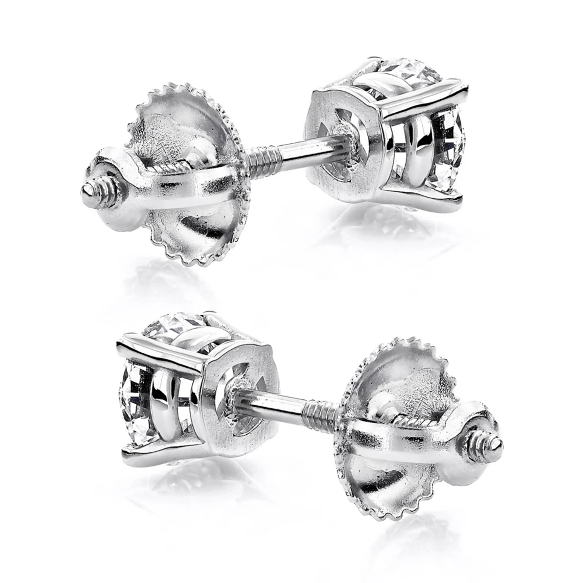 14K White Gold Diamond Stud Earrings Round Cut 1.50ct 6 14K White Gold Diamond Stud Earrings Round Cut 1.50ct - Image 4