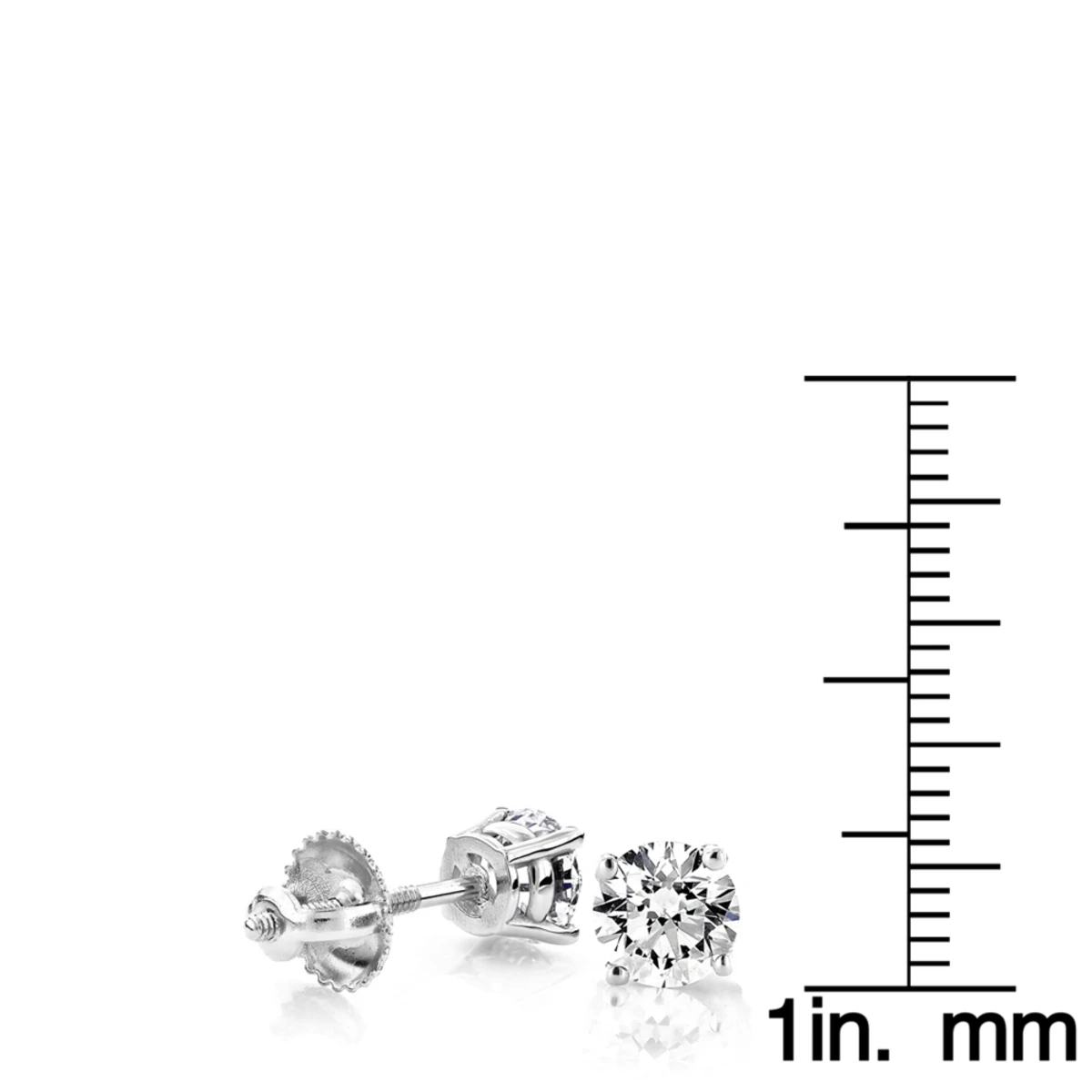 14K White Gold Diamond Stud Earrings Round Cut 1.50ct 8 14K White Gold Diamond Stud Earrings Round Cut 1.50ct - Image 6