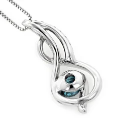 14K White Gold La Minor Blue Diamond Pendant For Women With Chain Necklace -Outlet Radiant Bijou Store 14k white gold la minor blue diamond pendant for women with chain 037ct backwh