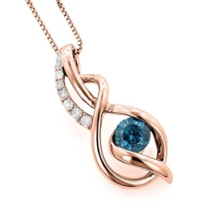 14K White Gold La Minor Blue Diamond Pendant For Women With Chain Necklace -Outlet Radiant Bijou Store 14k white gold la minor blue diamond pendant for women with chain 037ct ro