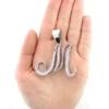 Large 14K White Gold White Pink Diamond Initial M Letter Pendant Necklace 3.4ct -Outlet Radiant Bijou Store 14k white pink diamond initial m pendant necklace 340 p 6119 1