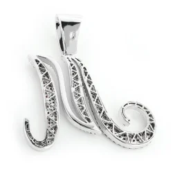 Large 14K White Gold White Pink Diamond Initial M Letter Pendant Necklace 3.4ct -Outlet Radiant Bijou Store 14k white pink diamond initial m pendant necklace 340 p 6119 2