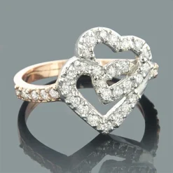 Outlet Radiant Bijou Store 9 14K Rose Gold Diamond Heart Ring 0.55ct