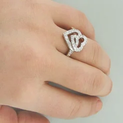 14K Rose Gold Diamond Heart Ring 0.55ct -Outlet Radiant Bijou Store 14k white rose gold diamond heart ring 055ct p 6311bod